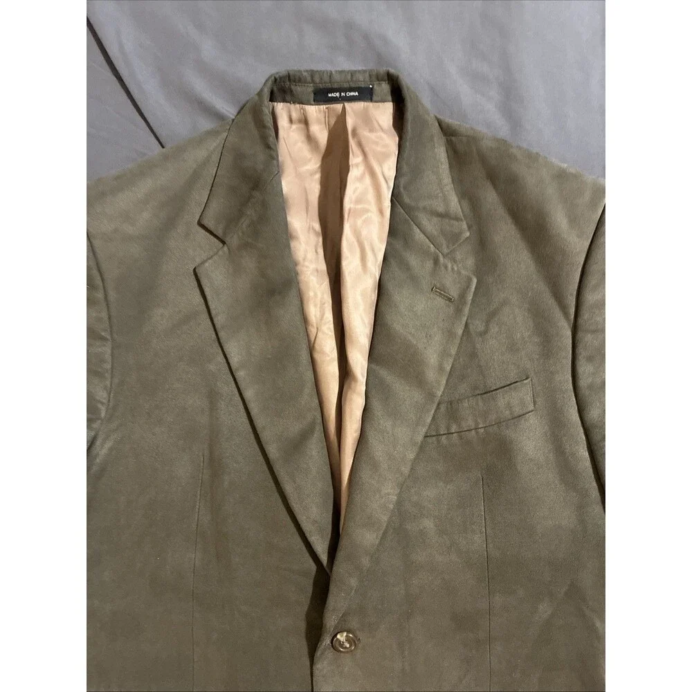 Chaps Blazer Mens 40S Brown Faux Suede Two Button Formal Western Jacket Boho VTG
